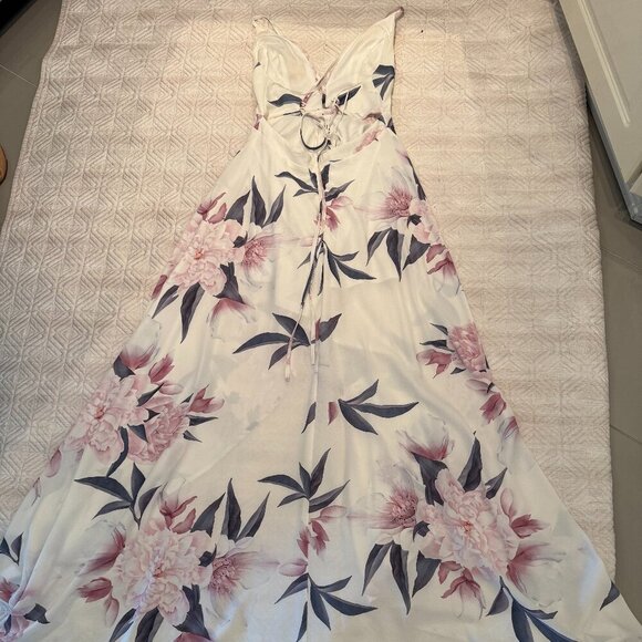 White Floral High-Low Dress, Honey, US S - Picture 6 of 7